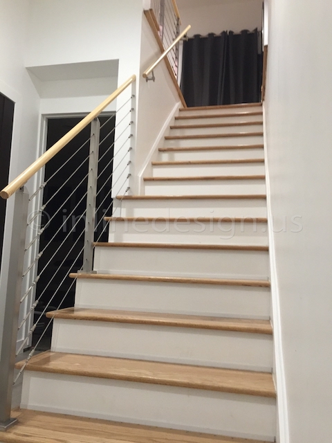 stainless steel cable railing wood top rail