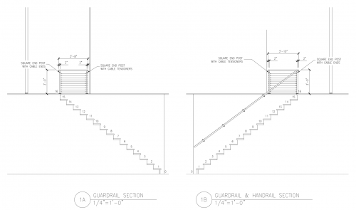 stainless steel cable railing square post tensioner drawing