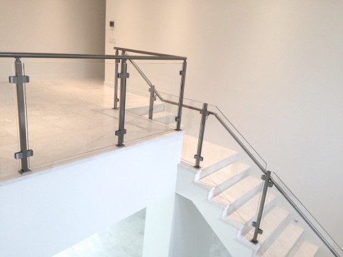 stainless steel glass railing stairs