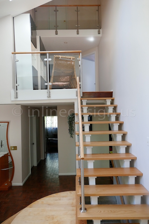 stainless steel glass house stairs railing fascia side mounted
